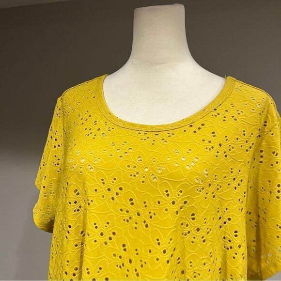 Nanette Short Sleeve plus size mustard color blouse top size 2 X - Picture 2 of 13